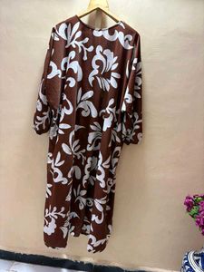Stylish Brown Floral Print abaya