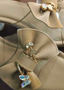 Nude Elegant Bow Detail Slides