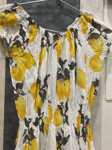 Lemon Print Midi Dress