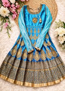 Stunning Blue & Gold Embroidered Lehenga Choli