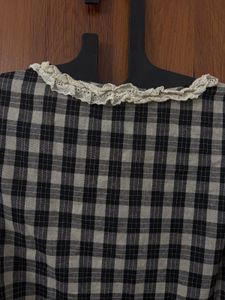 Gingham Lace Trim Top