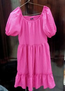 Pink Ruffle Mini midi summer Dress