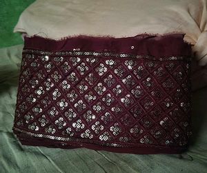 Elegant Beaded Wine Colored Fabric
