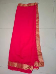 Elegant Pink Saree with Golden Border