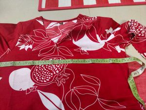 Red Pomegranate Print Kurta