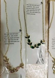 Anti tarnish Delicate Crystal Leaf Necklace