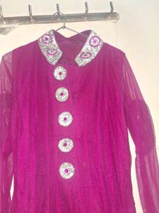 Beautiful Magenta Kurta Set with Embellishments