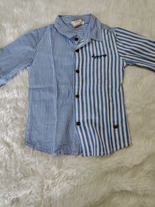 Boys Blue Striped Button-Up Shirt