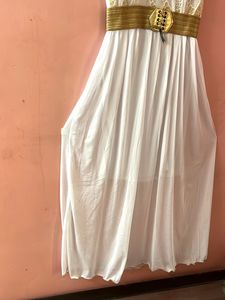 Beautiful Maxi White &amp; Gold Dress