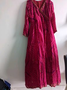 New Bandhani Crepe Pink Maxi dress