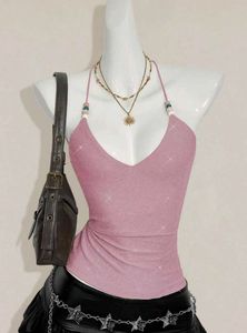 Sparkly Pink Halter Neck Top