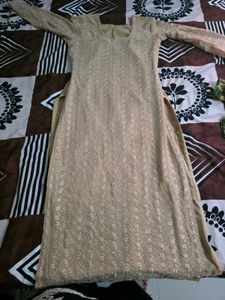 Elegant Beige Embroidered Kurta