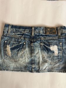 Y2k Distressed Denim Micro Mini Skirt
