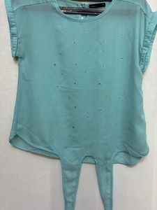 Sparkly Teal Sheer Top