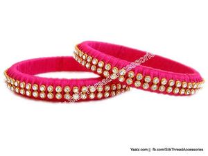 Pink Silk Thread Bangles (Set of 2)