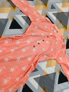 Peach Printed Kurta
