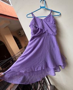 Cute Purple Ruffle one peace side zeeper