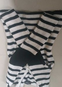 Striped Lace-Up Long Sleeve Top