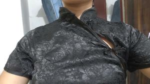 Elegant Black Brocade Cheongsam Top dress