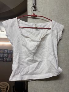 White Square Neck Cropped Top