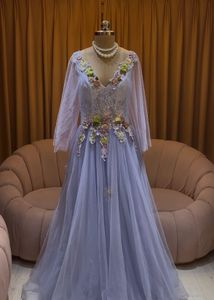 Elegant Lavender Gown with Floral Embellishments