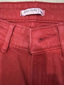 Vibrant Red Wide Leg Jeans