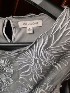 Women's Grey Embroidered Top