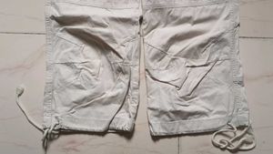 Beige Cargo Capri Pants