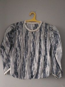 Abstract Print Puff Sleeve Top