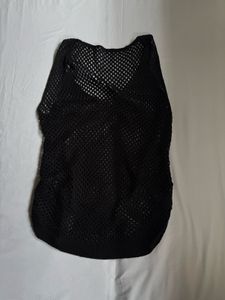 Black fishnet mesh tank top