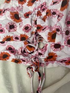 Sunflower Print Smocked Top