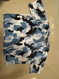 Blue Camouflage Streetwear Crop Tee