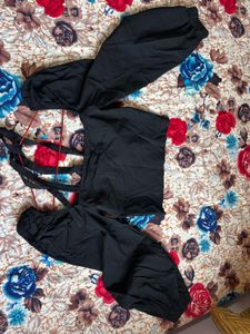 Black Palazzo Pants with Straps