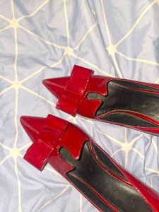 Red Patent Bow Stiletto Heels