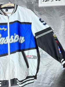 SHEIN Letter Graphic Colorblock Bomber Jacket