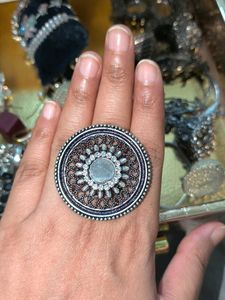 Vintage Oxidized Silver Statement Ring set