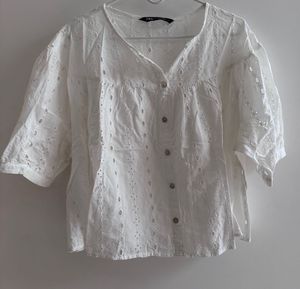 Zara - White Eyelet Top