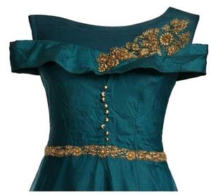 Elegant Teal Off-Shoulder Gown and also come it's