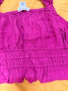 Fuchsia Smocked Crop Top