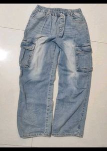 Light Wash Denim Cargo Pants