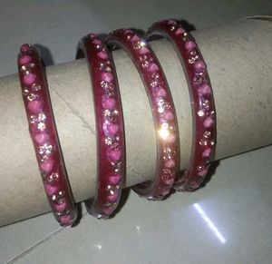 Sparkly Pink Bangles - Set of 4
