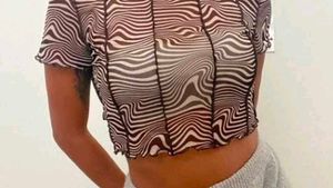 Brown Swirl Mesh Crop Top