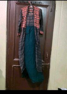 Elegant Checked  with Long Shrug attach kurt