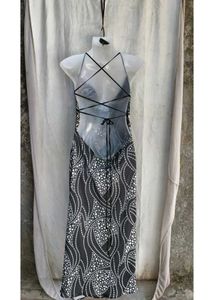 Black &amp; White Patterned Midi Dress