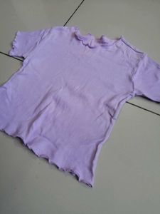 Cute Lavender Ribbed Lettuce Trim Top