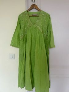 Vibrant Green Embellished Kurta Set