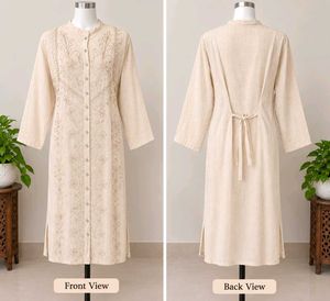 Embroidered Beige Kurta for Women