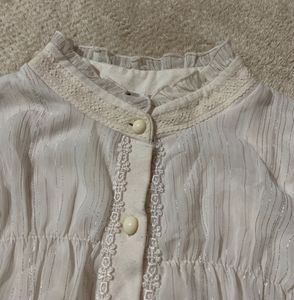 Vintage-Inspired Sheer Sleeve Blouse