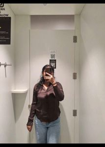 Stylish Brown Satin Collared Shirt