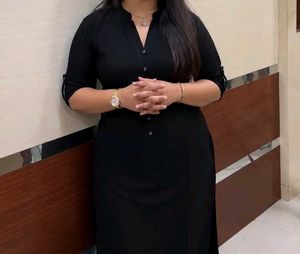 Libas Women Black Cotton Solid Straight Kurta